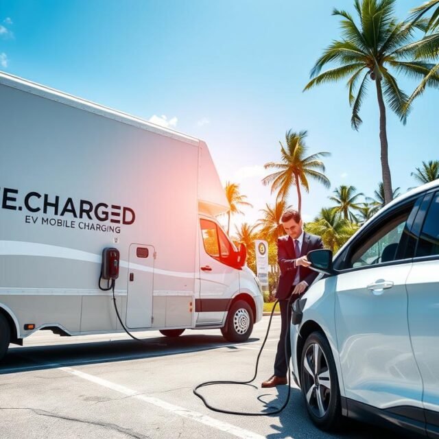 How fast does mobile EV charging work for emergencies in Broward County?