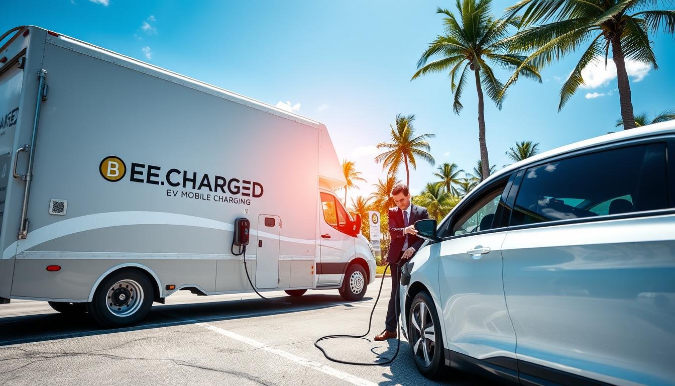 How fast does mobile EV charging work for emergencies in Broward County?