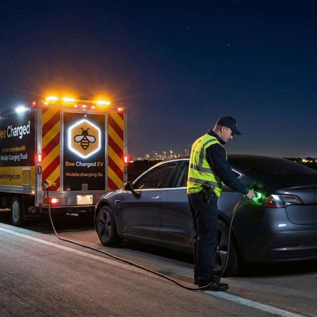 Bee Charged EV providing mobile EV charging at 2 AM midnight case study EV owner got happy from our emergency EV roadside assistance